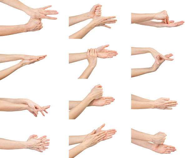 istock Caucasian woman washing her hands isolated on white background 1219925848