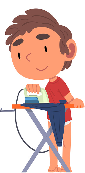 Cute Boy Ironing His Clothes Daily Routine Activity Cartoon Vector  Illustration Stock Illustration - Download Image Now - iStock