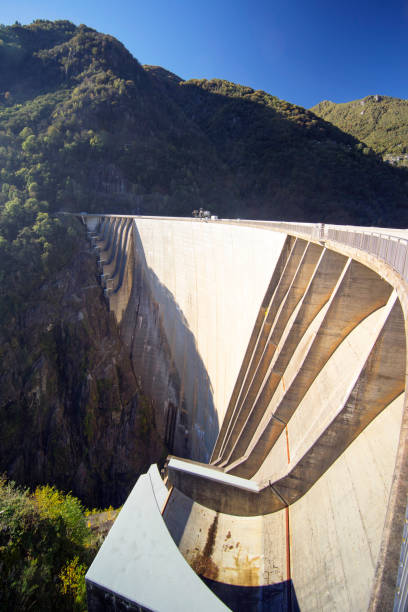 Dam “Verzaska” - hydroelectric power station Dam “Verzaska” - hydroelectric power station on Lake Vogorno in Switzerland, where the famous film about agent 007 James Bond was shot. You can repeat his famous jump vogorno stock pictures, royalty-free photos & images