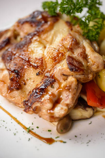 istock Grilled chicken chop with mix vegetables 1219928823