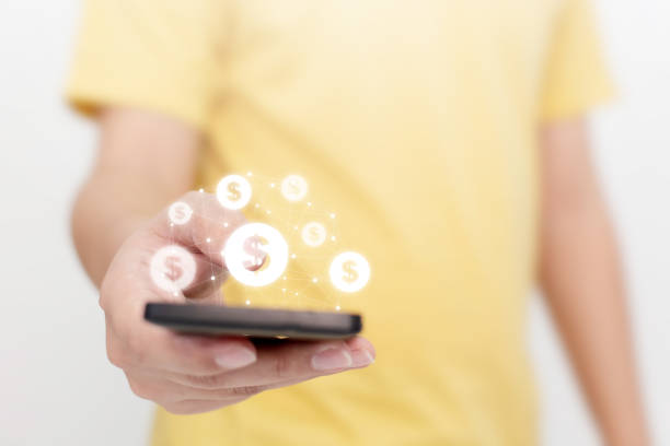 istock Man hand using mobile phone with online transaction application, Concept financial technology (fin-tech) 1219930691