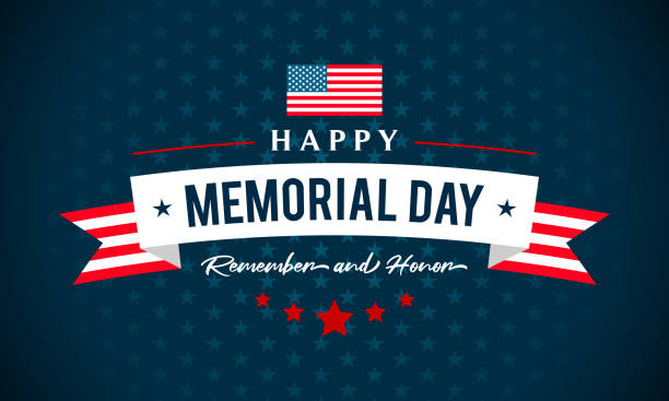 USA Memorial Day - Remember and honor greeting card vector illustration. Text on blue star pattern background USA Memorial Day - Remember and honor greeting card vector illustration. Text on blue star pattern background memorial day stock illustrations