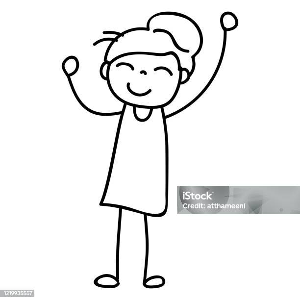 Hand Drawing Cartoon Character Happy Girl Pride Day Vector Stock  Illustration - Download Image Now - iStock