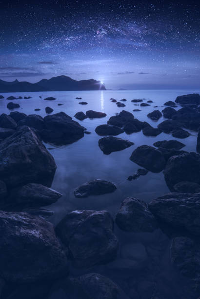 istock Beautiful moonrise over the sea 1219937080