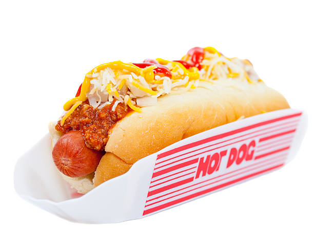 Hot dog covered in chili cheese and onions