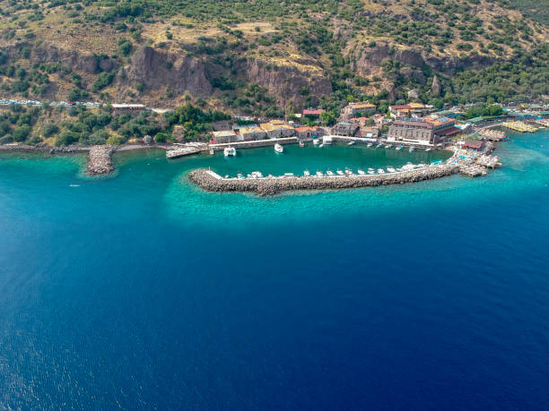 vista ariale di assos (behramkale) a canakkale - ayvacık foto e immagini stock