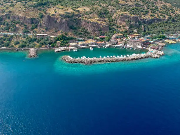 Arial view of Assos (Behramkale) in Canakkale, Turkey