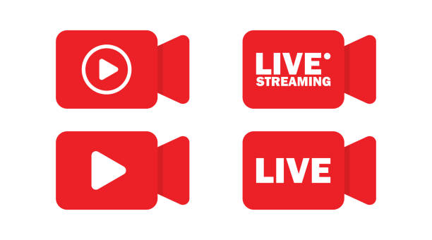 Live streaming icon, vector isolated illustration. Social media web Live streaming icon, vector isolated illustration. Social media web banner scenery video stock illustrations