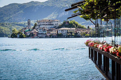 13 June 2019. Lake Orta with the island of San Giulio, Piedmont, Italy