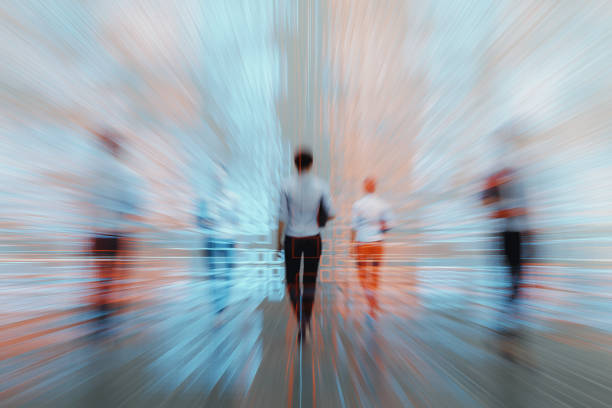 Abstract businesswomen walking. This is entirely 3D generated image.