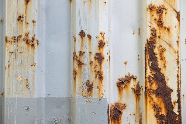 istock Close up. Dirty rusty old metal sheet plate. The old rusty metal plate surface. 1219943512