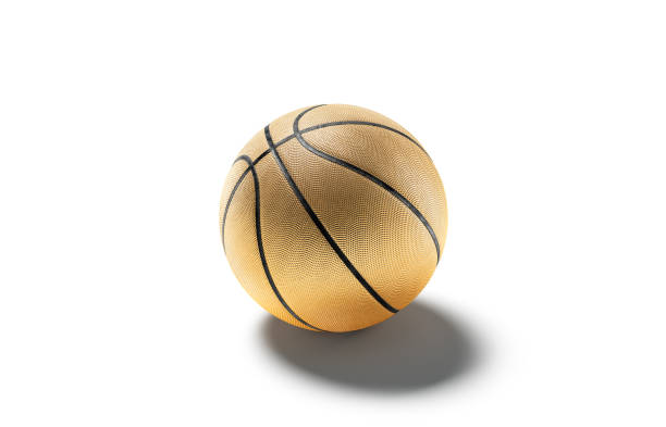 istock Blank gold rubber basketball ball mock up, side view 1219945900