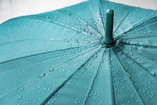 Close-up shot of Umbrella with raindrops background