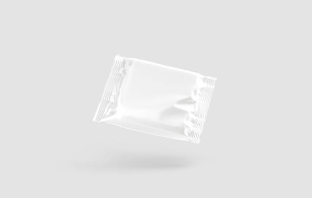 istock Blank white square chocolate bar foil wrap mockup, no gravity 1219948101