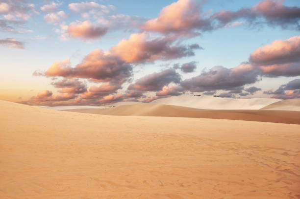istock Sand dune with colorful cloud in sky on desert 1219950665