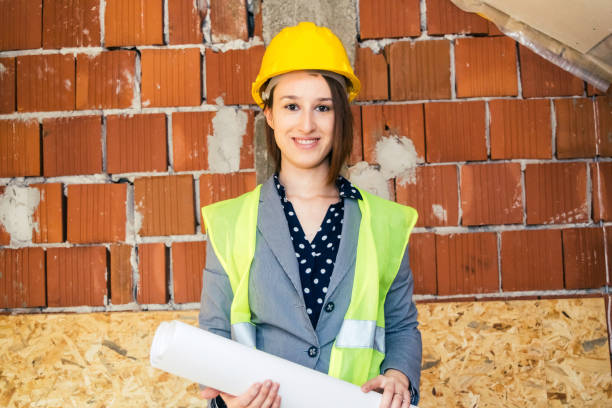 istock Female engineer at construction site stock photo 1219950784