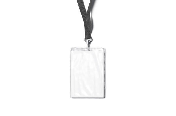 istock Blank black lanyard with laminated name badge mock up, isolated 1219951432