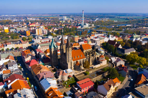istock Flight over the city Kolin and Laba river 1219952640