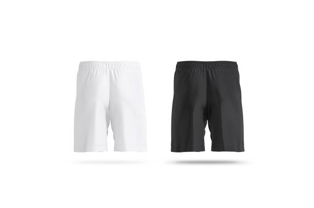 istock Blank black and white soccer shorts mockup set, back view 1219953976