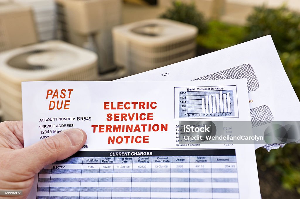 Servicio eléctrico Aviso de terminación - Foto de stock de Factura libre de derechos