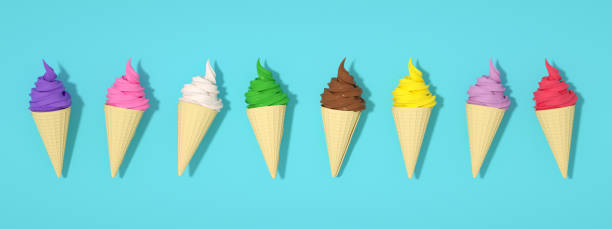 istock Ice cream and cone, Minimal summer concept 1219954374
