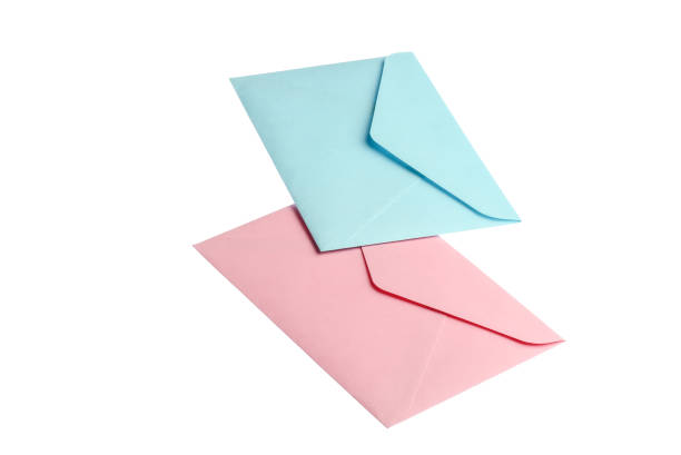 istock Blue and pink envelopes isolated on white background. 1219954804