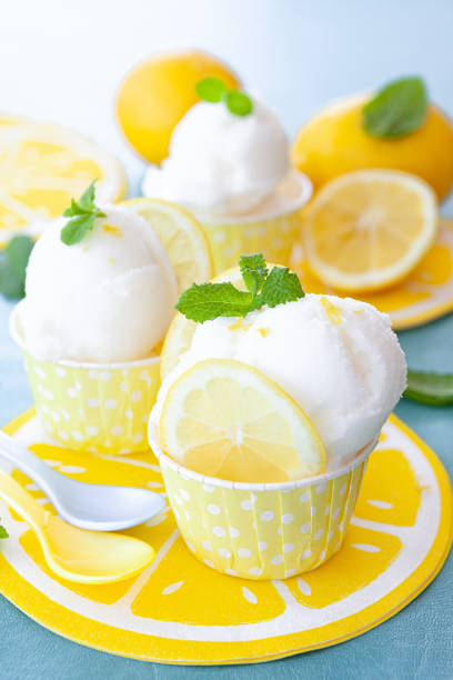 Cold lemon sorbet stock photo