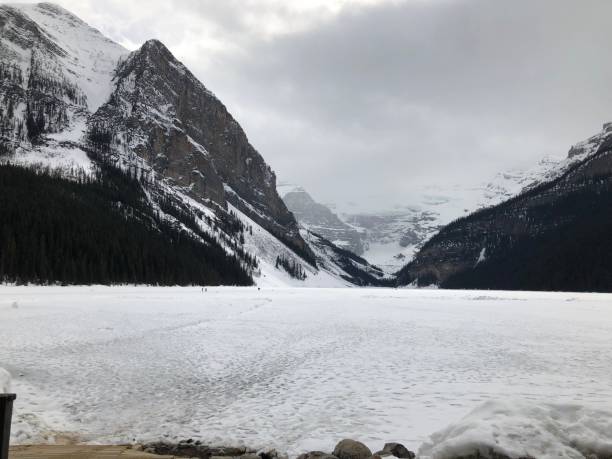 istock Winter scene of lake louise 1219957091