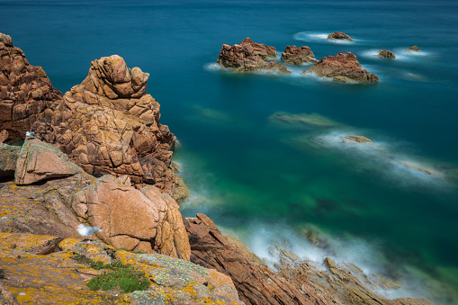 Bréhat island France pink granite coast ploumanach ligthhouse, cote d'armor