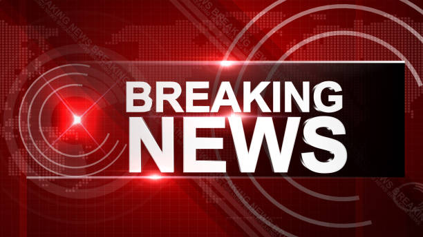 istock Breaking news 3D rendering Virtual set studio for chroma footage 1219964013