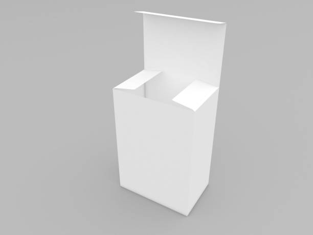 istock Empty white cardboard box for products on a gray background. 1219965695