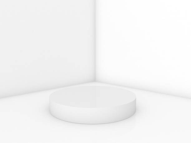 istock Mock up white round podium on a white background. 1219965756