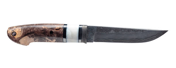 istock Hunter combat hand made knife isolated on white background. 1219971095