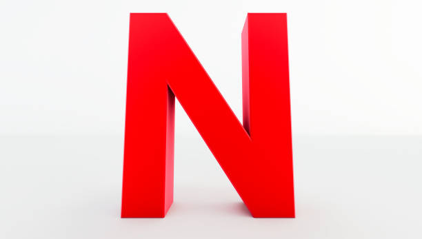 istock 3D rendering of red Letter N. red letter collection n 1219971782