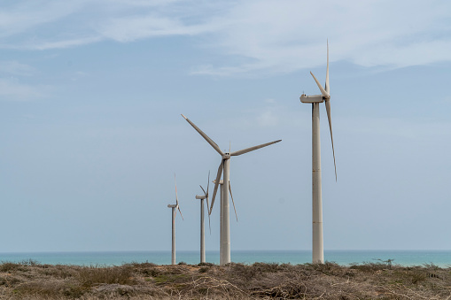 Jepirachi Wind Farm, La Guajira, Colombia, May 8, 2019: The wind farm is the first of its kind in Colombia.