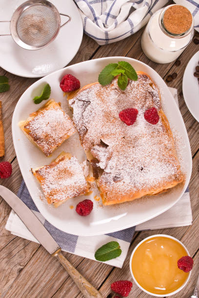 istock Bougatsa - Greek puff pastry with cream. 1219981419
