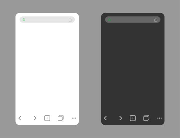 Browser mockup in light and dark mode. Template of mobile browser in dark and white colors. Isolated internet template. Vector EPS 10 Browser mockup in light and dark mode. Template of mobile browser in dark and white colors. Isolated internet template. Vector EPS 10. crash site stock illustrations