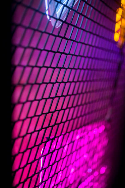 istock Night club interior lights, glowing lines, abstract fluorescent background. 1219983524
