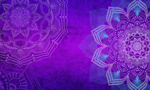 istock Mandala on Hot Pink Magenta Grunge Background - Mehndi Pattern with Copy Space 1219985353