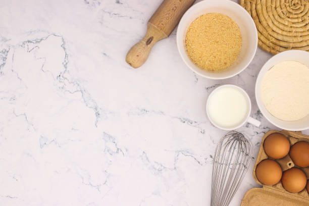 istock Cooking groceries for baking and making cookies on the kitchen table 1219985599