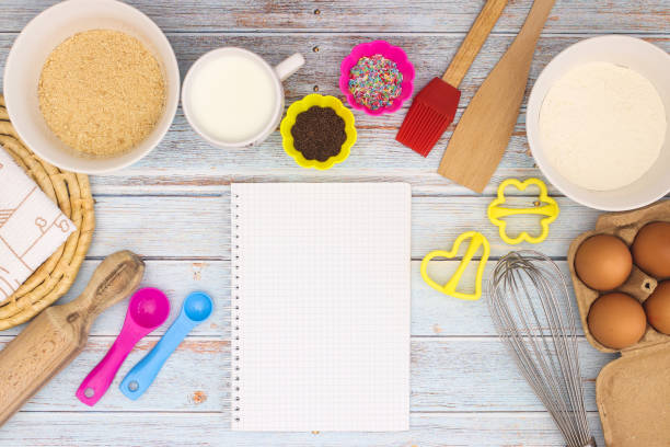 istock Cooking groceries for baking and making cookies on the kitchen table 1219985627