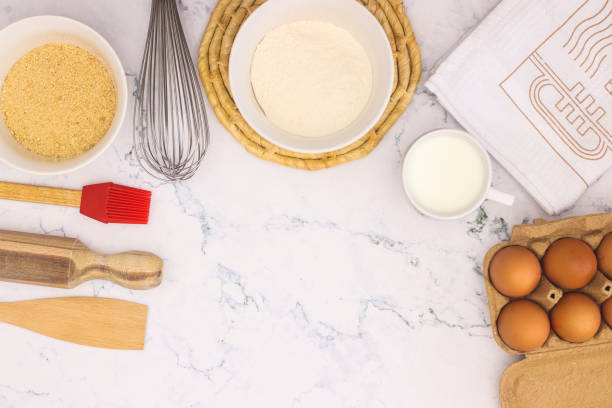 istock Cooking groceries for baking and making cookies on the kitchen table 1219986434