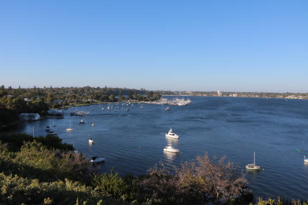 Swan River Perth view from the Peppermint Grove, Western Australia Swan River Perth view from the Peppermint Grove, Western Australia cottesloe stock pictures, royalty-free photos & images