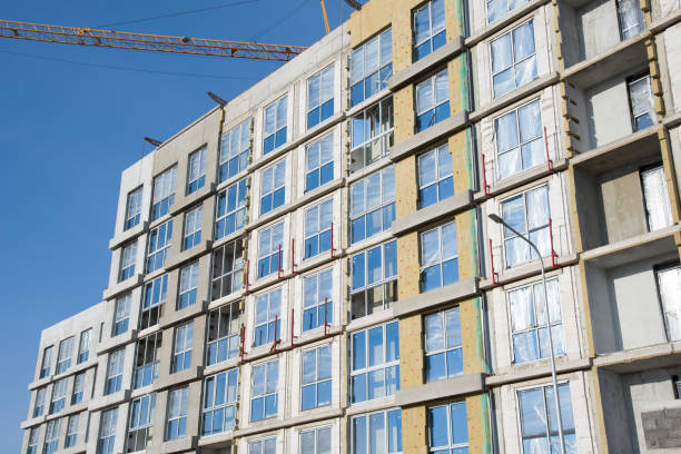 istock Mineral wool insulation of the facade building on construction site 1219986946