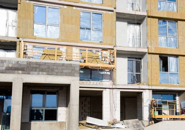 istock Mineral wool for insulation of the facade building 1219987033