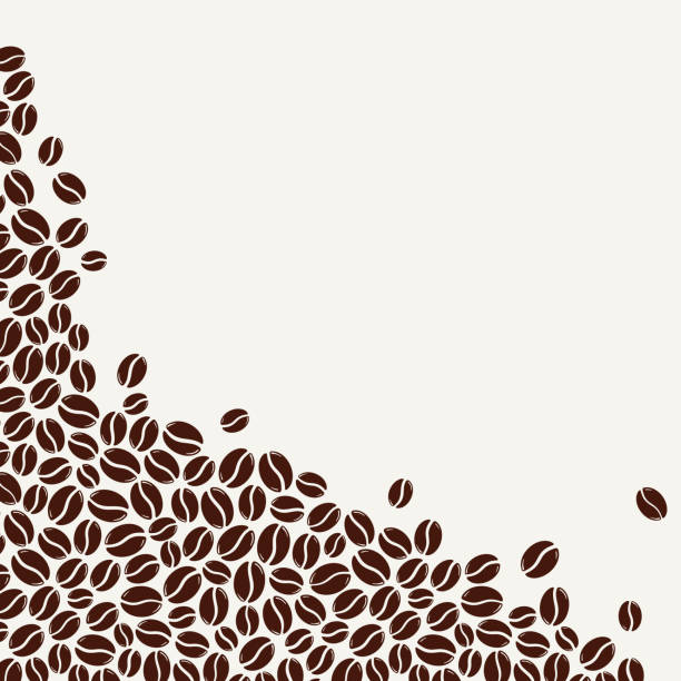 Blank coffee beans corner frame Roasted coffee beans over white blank frame. Graphic menu template vector illustration. coffee background stock illustrations
