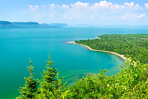 Looking over the field towards lake superior