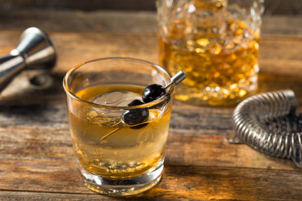 istock Boozy Bourbon Old Fashioned with Maraschino Cherries 1219990206