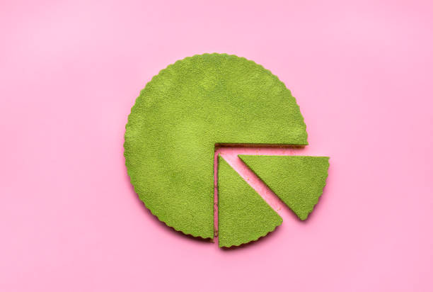 istock Cheesecake with green tea powder top view on pink background 1219990655