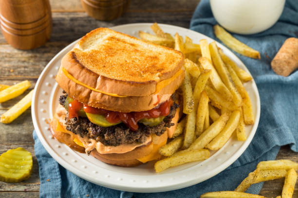 istock Unhealthy Grilled Cheese Hamburger 1219991889